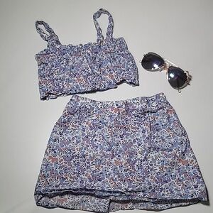 5/$30 NWOT AMAZON 2pc Floral Tank and Skirt 100% Cotton outfit set + sunglasses